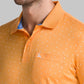 Men Orange Regular Fit Print Cotton Round Neck Collar Polo T-Shirt