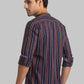 Men Red Slim Fit Stripe Cotton Full Sleeve Shirts
