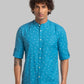 Men Blue Slim Fit Print Cotton Full Sleeve Shirts