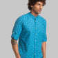 Men Blue Slim Fit Print Cotton Full Sleeve Shirts