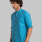 Men Blue Slim Fit Print Cotton Full Sleeve Shirts