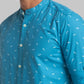 Men Blue Slim Fit Print Cotton Full Sleeve Shirts