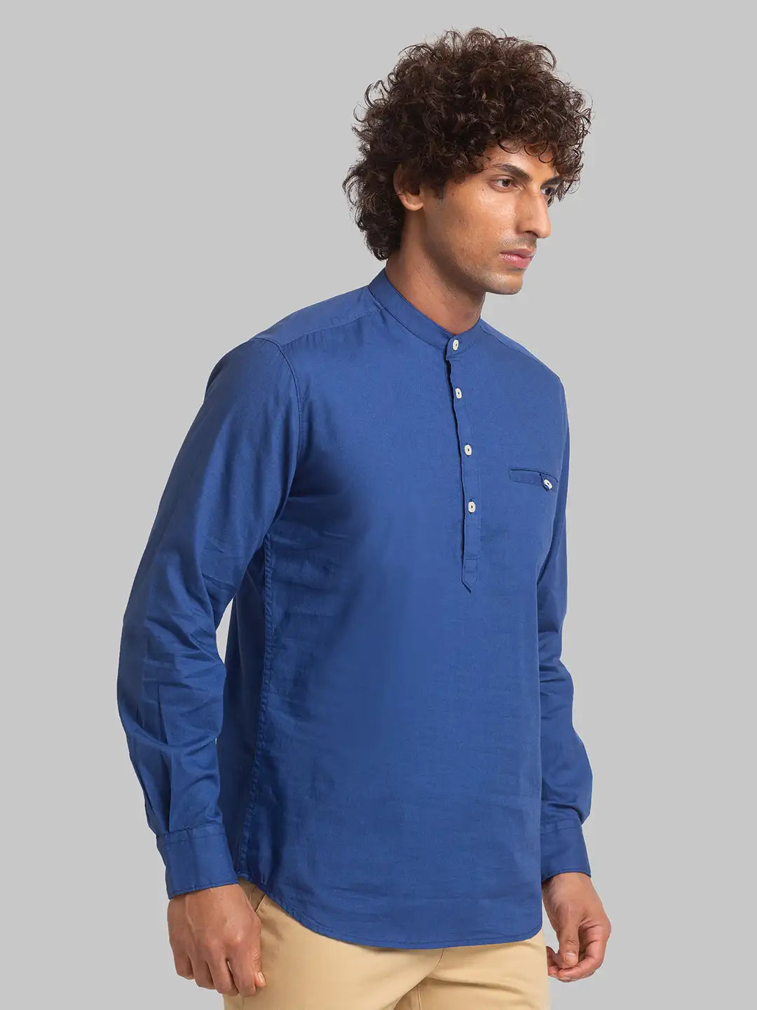 Men Blue Slim Fit Solid Cotton Full Sleeve Shirts