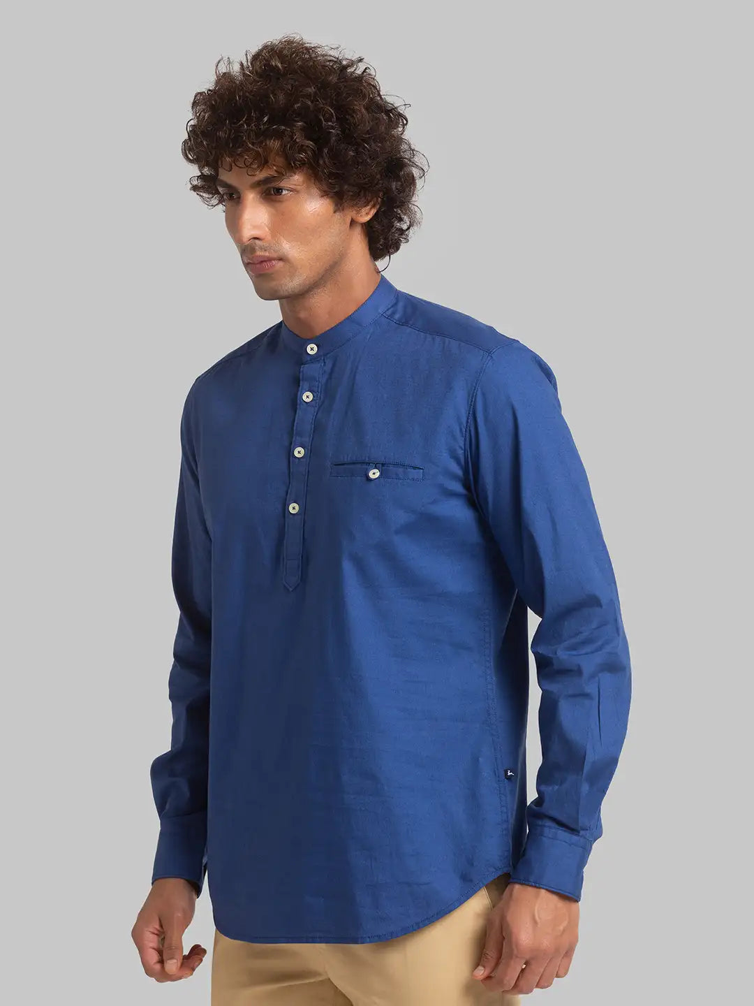 Men Blue Slim Fit Solid Cotton Full Sleeve Shirts