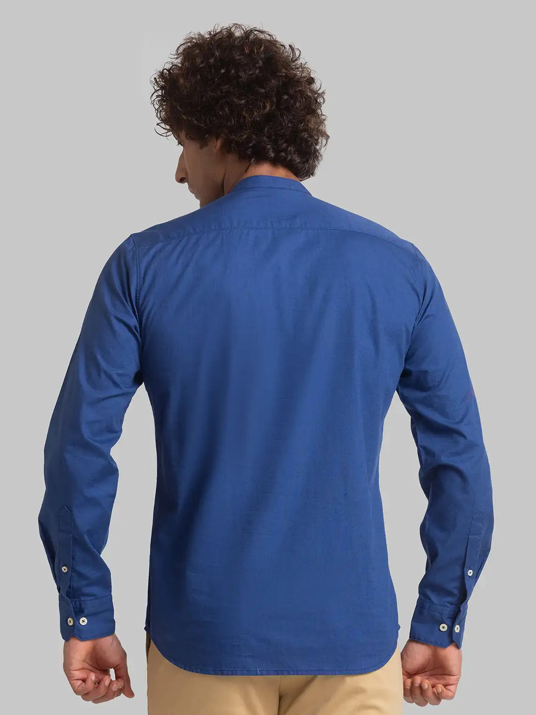 Men Blue Slim Fit Solid Cotton Full Sleeve Shirts