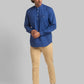 Men Blue Slim Fit Solid Cotton Full Sleeve Shirts