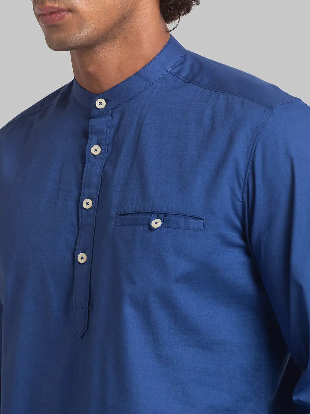 Men Blue Slim Fit Solid Cotton Full Sleeve Shirts