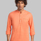 Men Orange Slim Fit Solid Cotton Full Sleeve Shirts