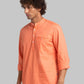 Men Orange Slim Fit Solid Cotton Full Sleeve Shirts