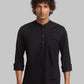 Men Black Slim Fit Solid Cotton Full Sleeve Shirts