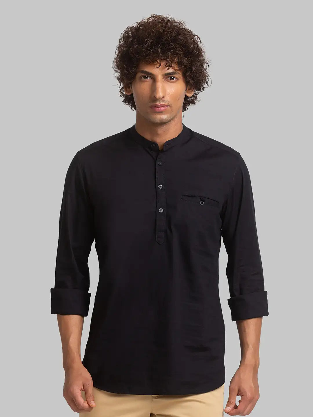 Men Black Slim Fit Solid Cotton Full Sleeve Shirts