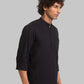 Men Black Slim Fit Solid Cotton Full Sleeve Shirts