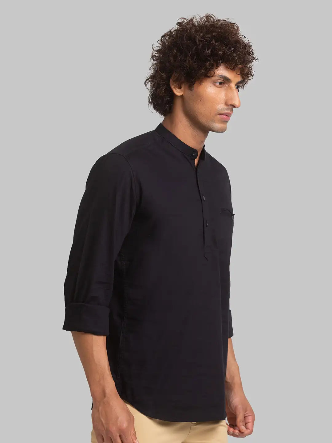 Men Black Slim Fit Solid Cotton Full Sleeve Shirts