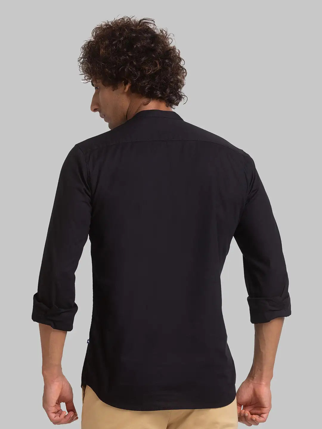 Men Black Slim Fit Solid Cotton Full Sleeve Shirts