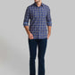 Men Blue Slim Fit Checks Cotton Full Sleeve Shirts