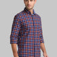 Men Blue Slim Fit Checks Cotton Full Sleeve Shirts