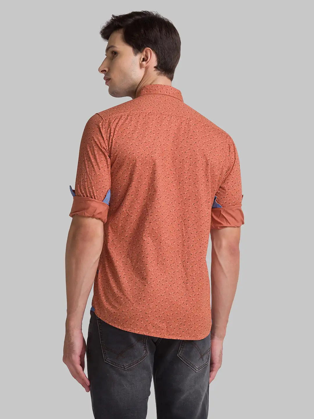 Men Red Slim Fit Print Cotton Full Sleeve Shirts