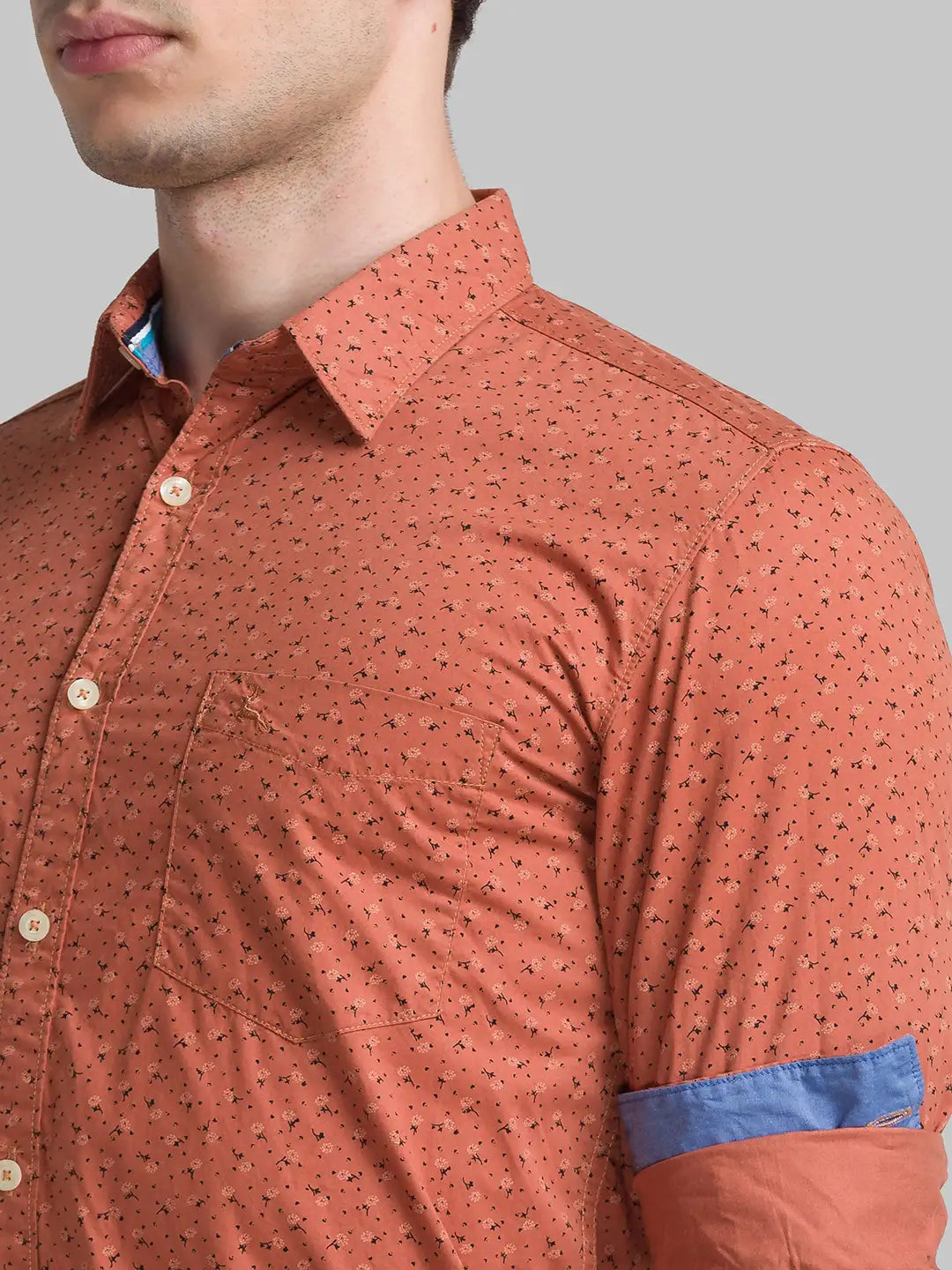Men Red Slim Fit Print Cotton Full Sleeve Shirts
