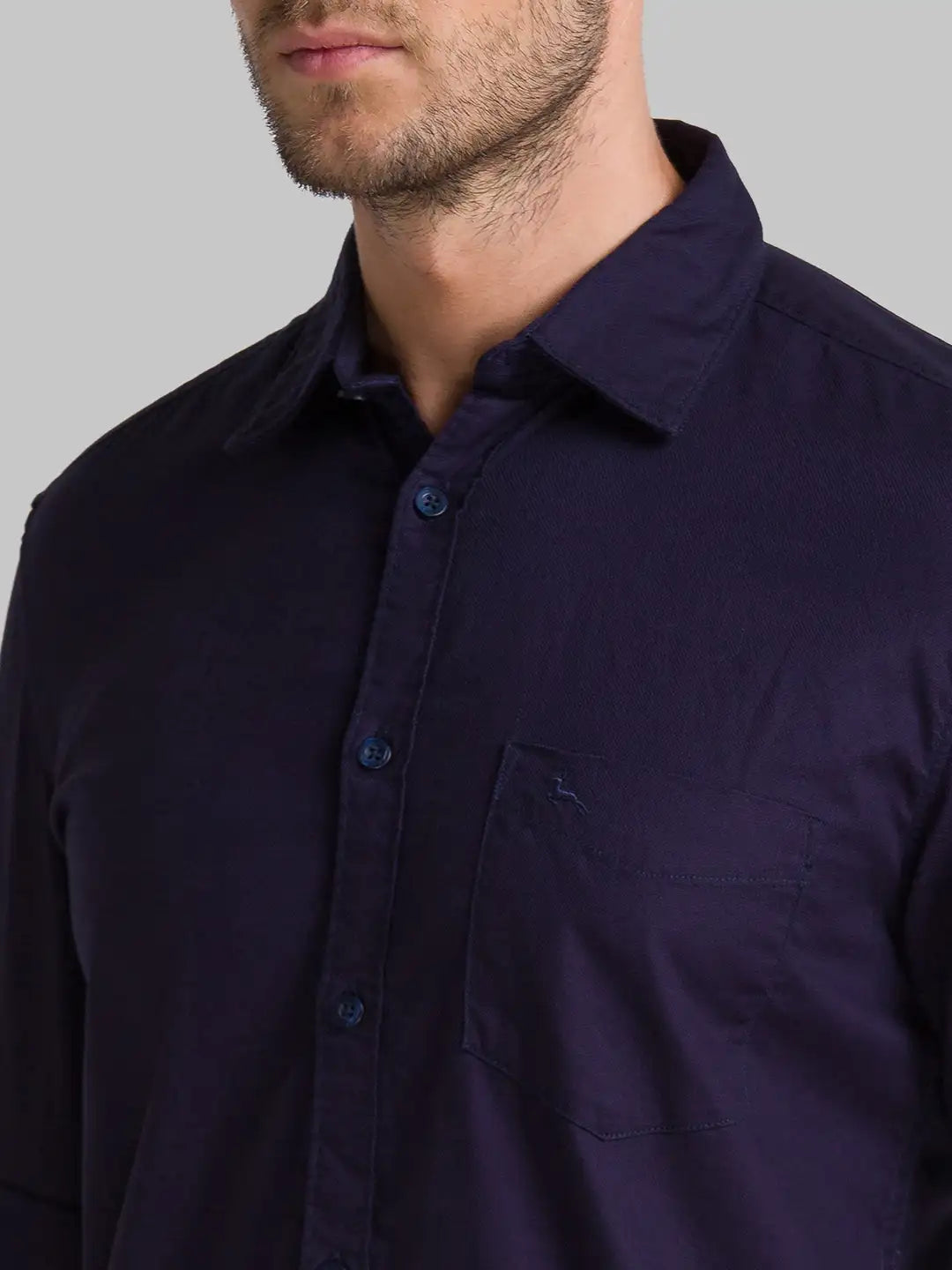 Men Blue Slim Fit Solid Cotton Full Sleeve Shirts