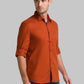 Men Orange Slim Fit Solid-Dobby Cotton Full Sleeve Shirts