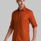 Men Orange Slim Fit Solid-Dobby Cotton Full Sleeve Shirts