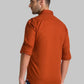 Men Orange Slim Fit Solid-Dobby Cotton Full Sleeve Shirts