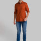 Men Orange Slim Fit Solid-Dobby Cotton Full Sleeve Shirts