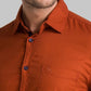 Men Orange Slim Fit Solid-Dobby Cotton Full Sleeve Shirts