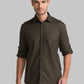 Men Green Slim Fit Solid-Dobby Cotton Full Sleeve Shirts