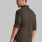 Men Green Slim Fit Solid-Dobby Cotton Full Sleeve Shirts