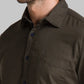 Men Green Slim Fit Solid-Dobby Cotton Full Sleeve Shirts