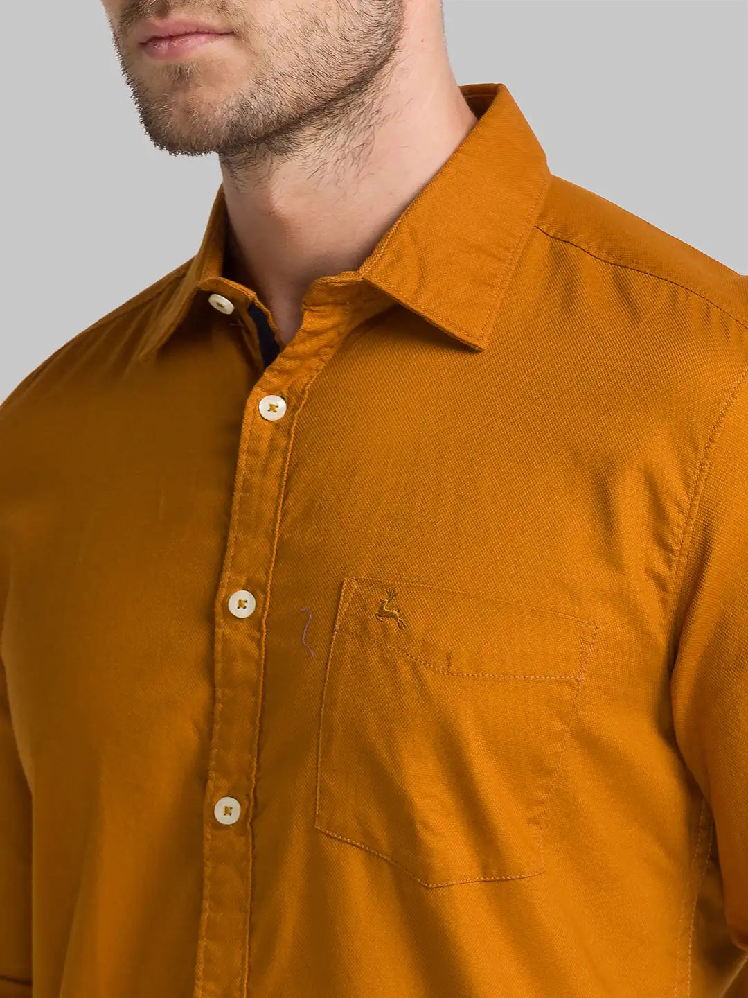 Men Yellow Slim Fit Solid Cotton Full Sleeve Shirts