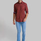 Men Red Slim Fit Checks Cotton Full Sleeve Shirts