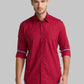 Men Red Slim Fit Print Cotton Full Sleeve Shirts