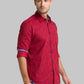 Men Red Slim Fit Print Cotton Full Sleeve Shirts