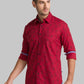 Men Red Slim Fit Print Cotton Full Sleeve Shirts