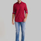 Men Red Slim Fit Print Cotton Full Sleeve Shirts