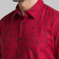 Men Red Slim Fit Print Cotton Full Sleeve Shirts