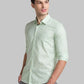 Men Green Slim Fit Print Cotton Full Sleeve Shirts