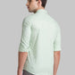 Men Green Slim Fit Print Cotton Full Sleeve Shirts