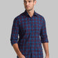 Men Blue Slim Fit Checks Cotton Blend Full Sleeve Shirts