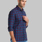 Men Blue Slim Fit Checks Cotton Blend Full Sleeve Shirts