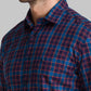 Men Blue Slim Fit Checks Cotton Blend Full Sleeve Shirts