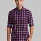 Men Blue Slim Fit Checks Cotton Blend Full Sleeve Shirts