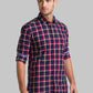 Men Blue Slim Fit Checks Cotton Blend Full Sleeve Shirts
