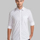 Men White Slim Fit Print Polyester Blend Full Sleeve Shirts