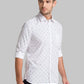 Men White Slim Fit Print Polyester Blend Full Sleeve Shirts