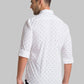 Men White Slim Fit Print Polyester Blend Full Sleeve Shirts