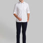 Men White Slim Fit Print Polyester Blend Full Sleeve Shirts