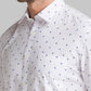 Men White Slim Fit Print Polyester Blend Full Sleeve Shirts